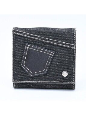 Dior Logo Button Bifold Wallet Denim Black Gray
